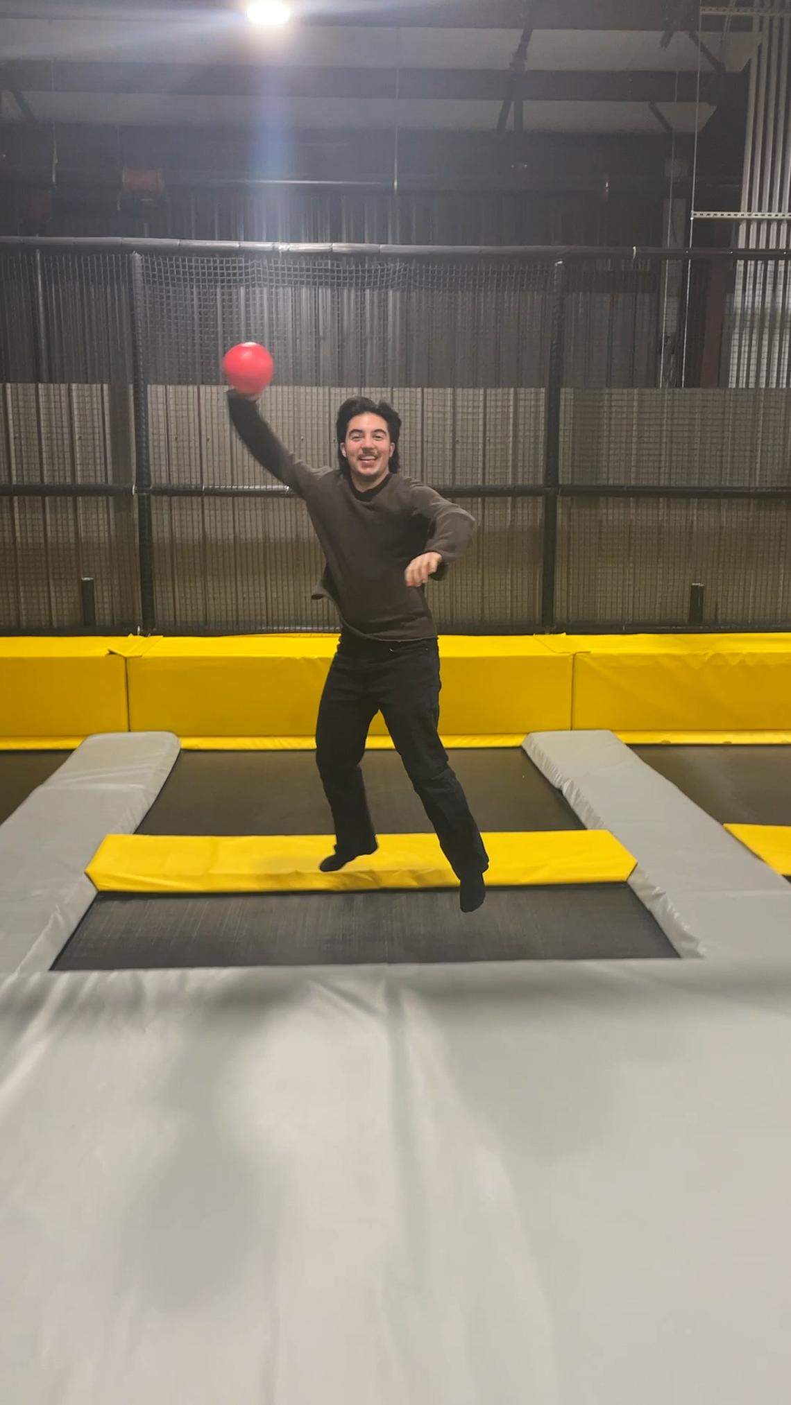 Telegraph breaking news reporter Jesse Fraga plays trampoline dodgeball inside of Xtreme Air Mega Park in Warner Robins. 