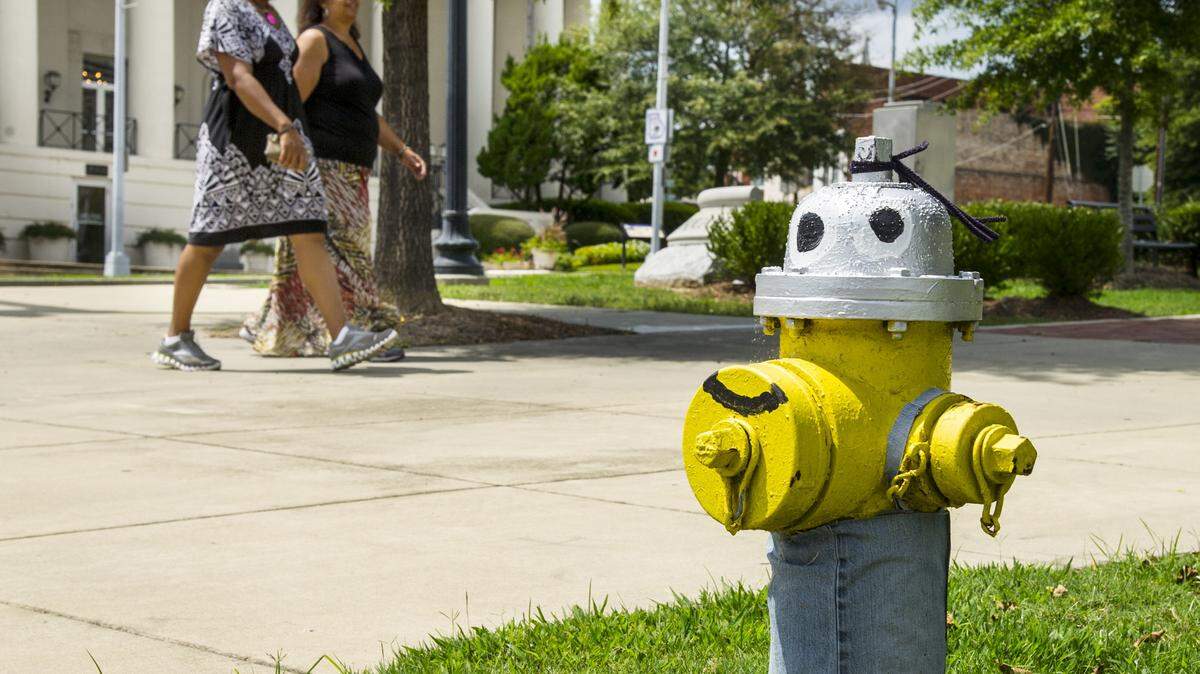 Someone has made a minion from the fire hydrant at corner of First and Poplar streets.