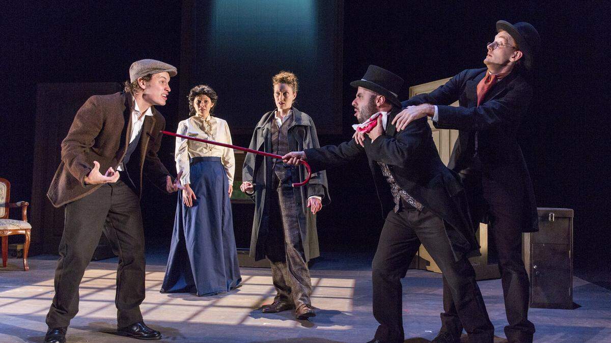RICHARD TERMINE/SPECIAL TO THE TELEGRAPHThe Aquila Theatre, a modern British acting troupe, will present "The Adventures of Sherlock Holmes" at the Grand Opera House on Friday night.