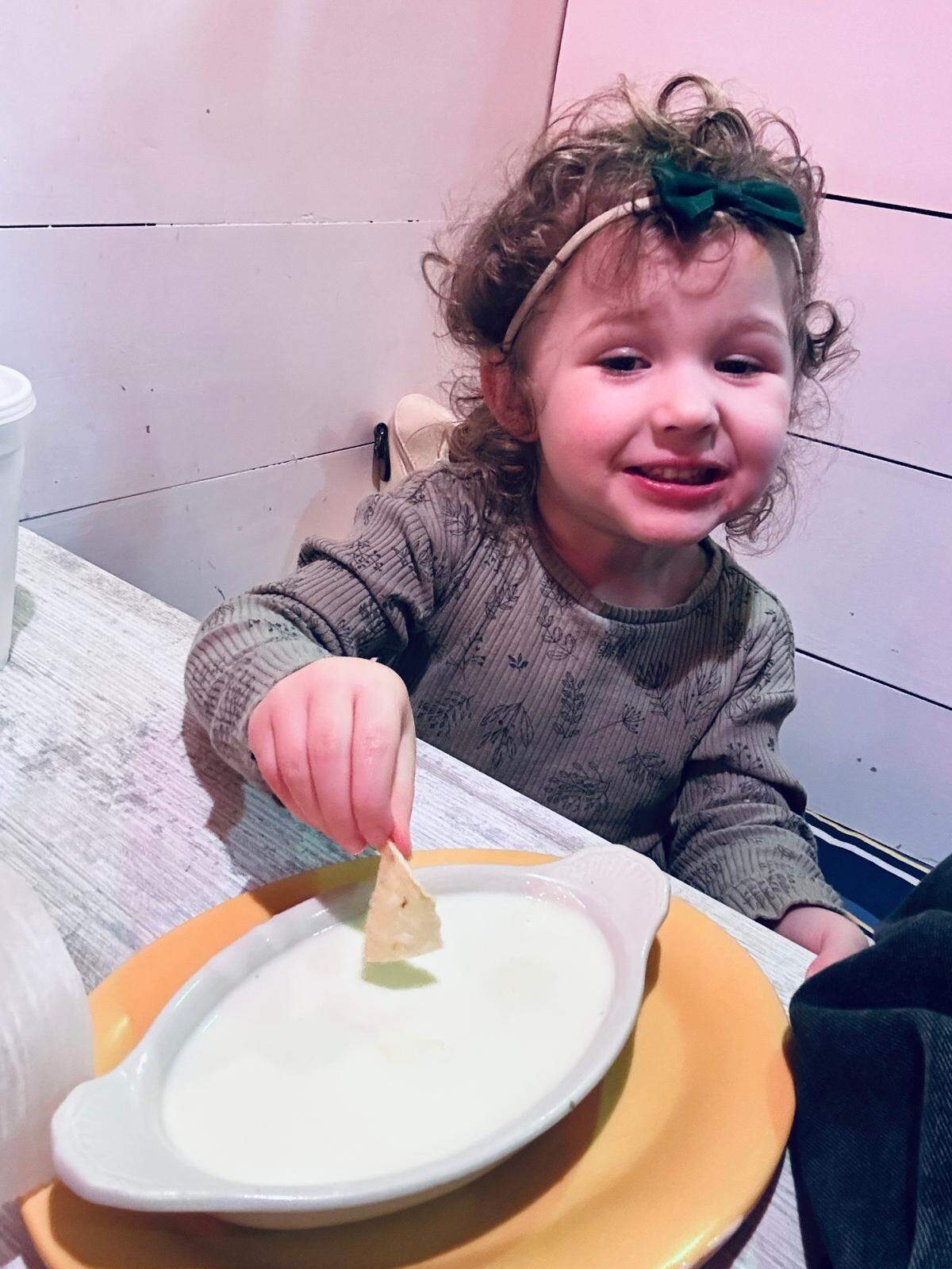 The cheese dip at Chevo’s is toddler approved.
