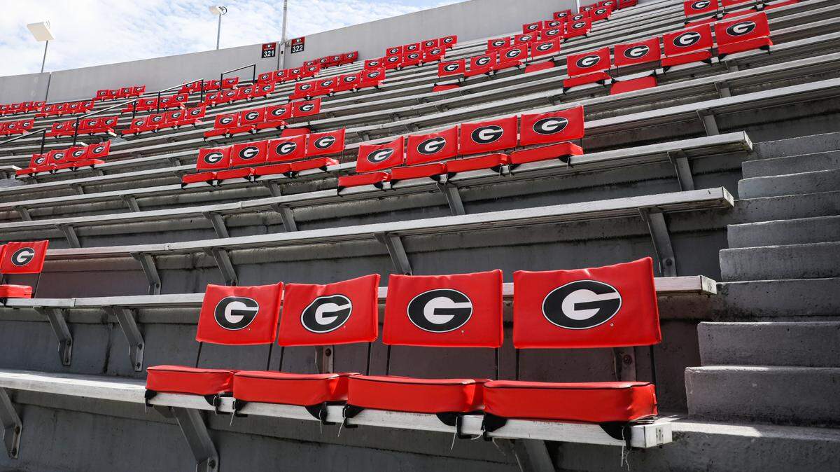 A look at the new seating arrangement at Sanford Stadium in Athens with COVID-19 social distancing rules in effect.