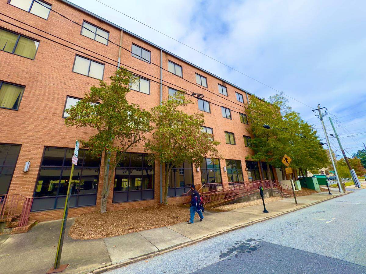 Part of the old Macon Health Club building along First Street in downtown Macon.
