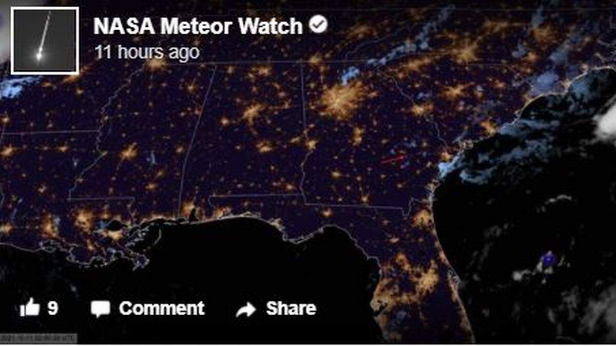 A meteor blazed across the Georgia night sky, officials said.