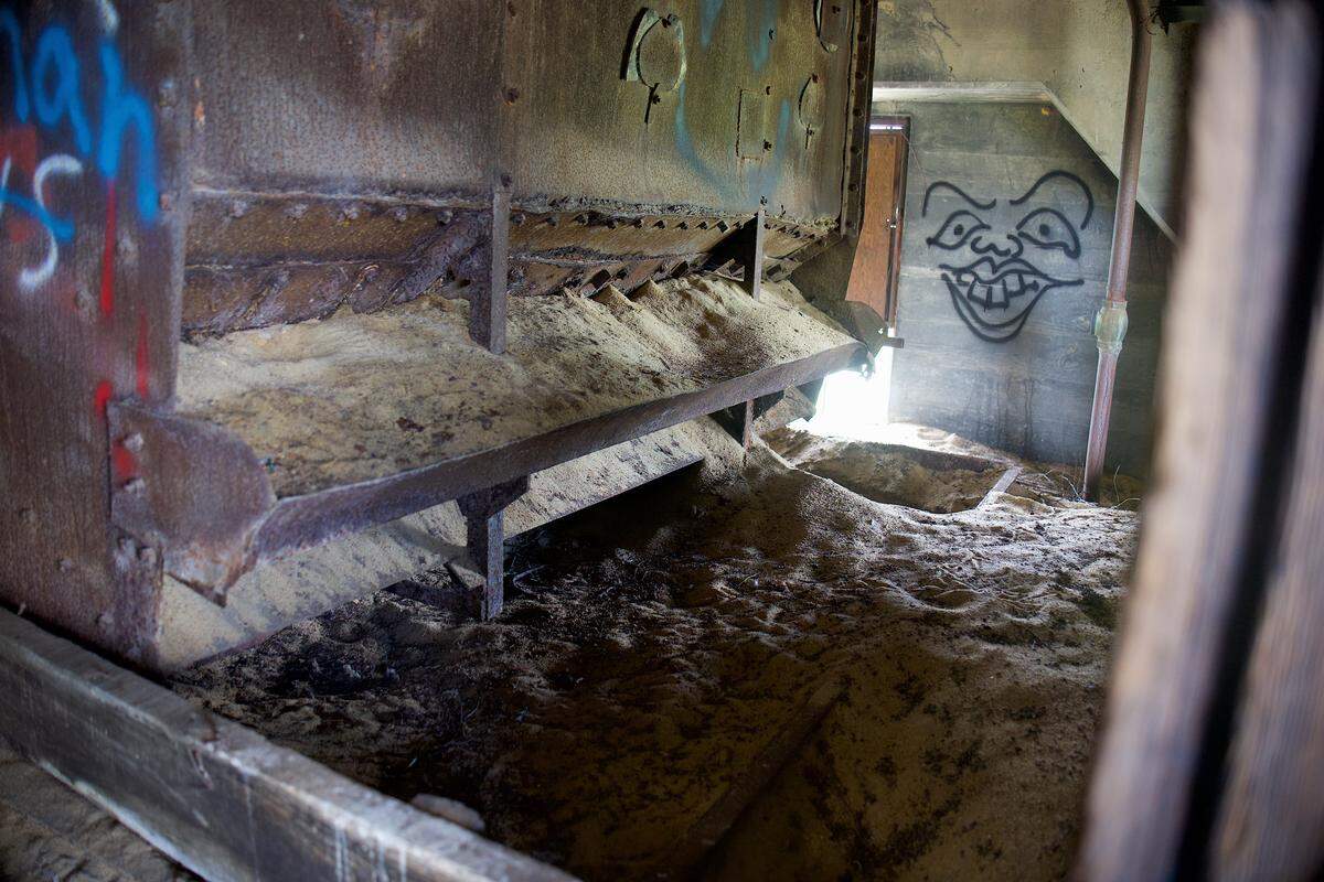 A glimpse inside the sand storage at the Coal Tower located on 861 Seventh Street on August 13, 2025.