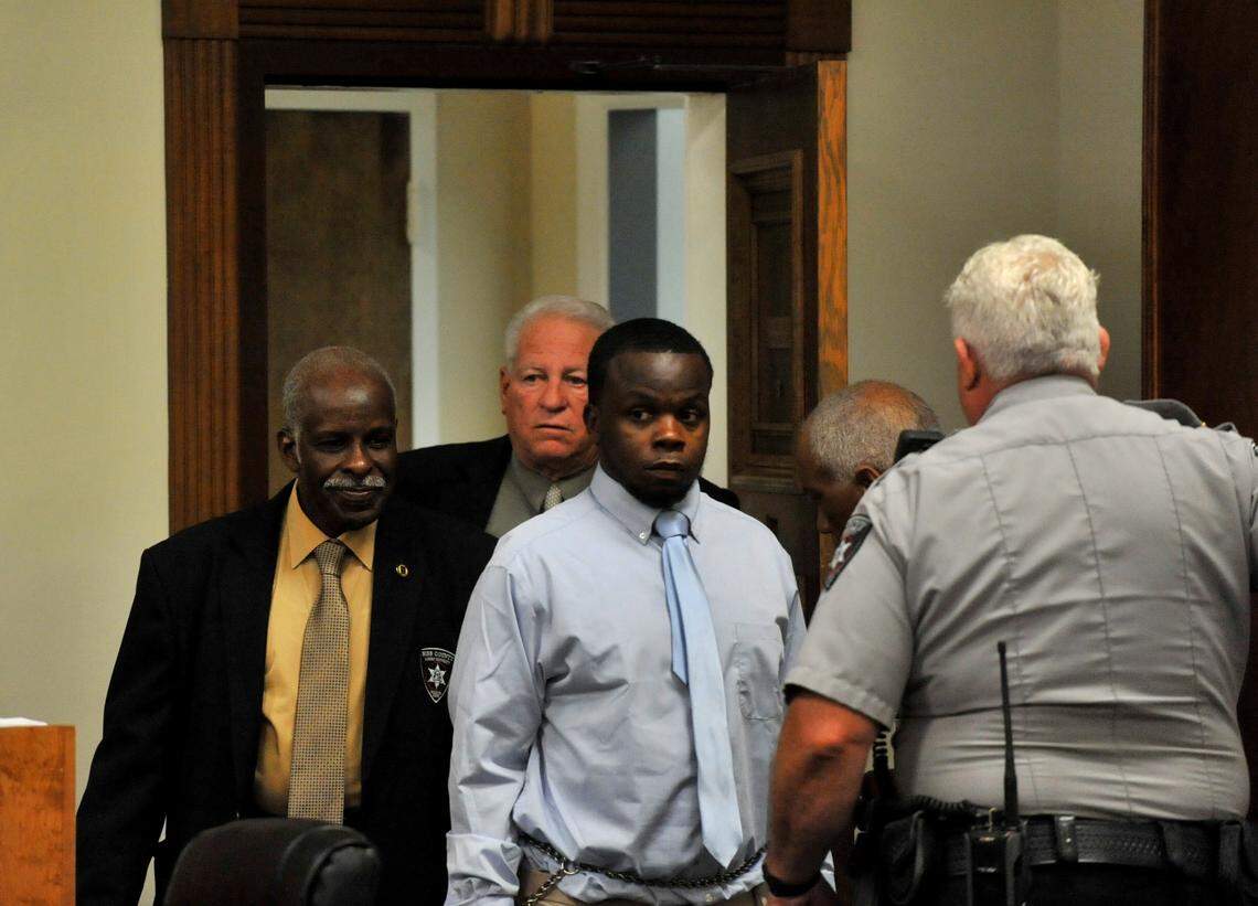 Denyke Trayvon Glenn, accused of shooting Darius Rozier in February 2017, was led into Bibb County Superior Court on Wednesday.