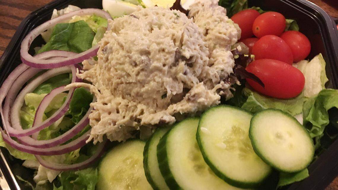 A salad with chicken salad is one of the menu options at Georgia Bob’s in Byron.