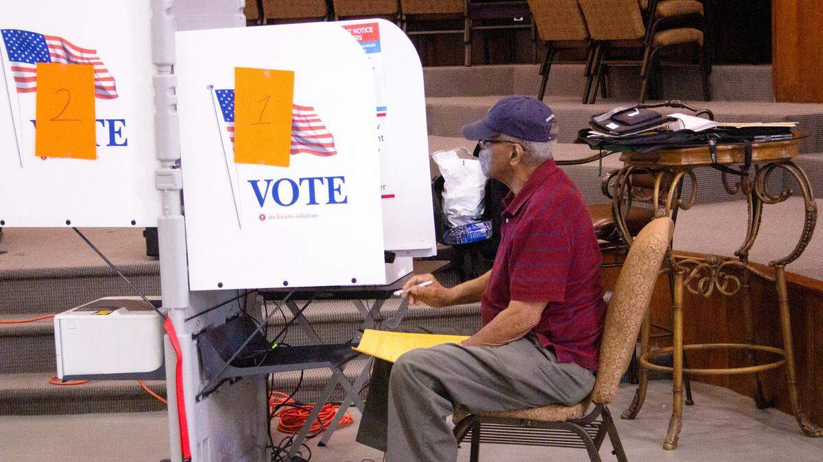 A voter casts their ballot in this Telegraph file photo. Early voting is open through Friday.