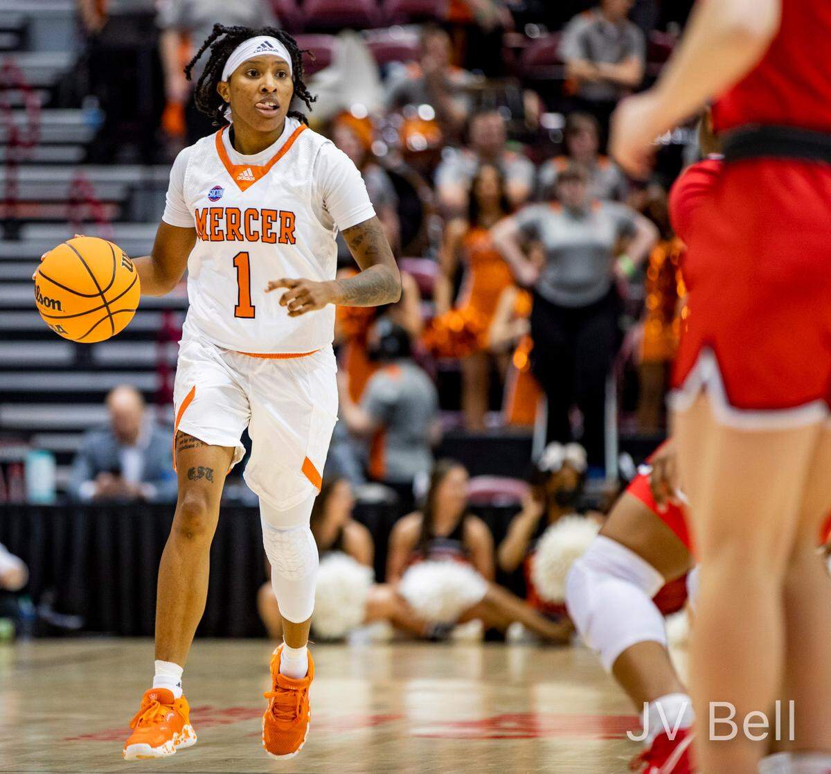 Mercer senior guard Amoria Neal-Tysor brings the ball down the court against Samford Friday morning during the SOCON Ingles Championships at the Harrah’s Cherokee Center in Asheville, N.C.