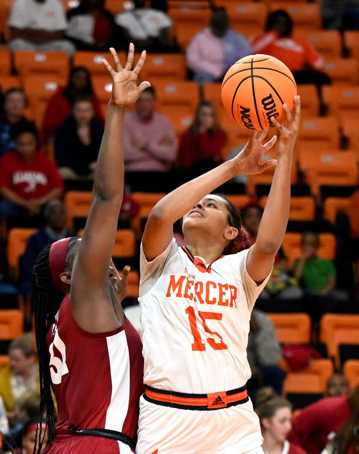 Mercer forward Nigeria Harkless (15) puts up a shot during the Bears’ game against Alabama Nov. 30.
