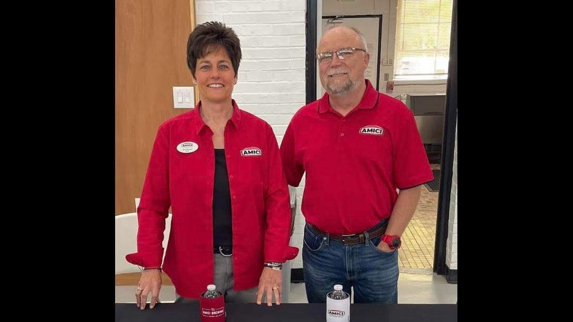 Dena and Bryant Barrows, franchise owners of the new Amici Italian Cafe & Brewery opening soon in Perry.