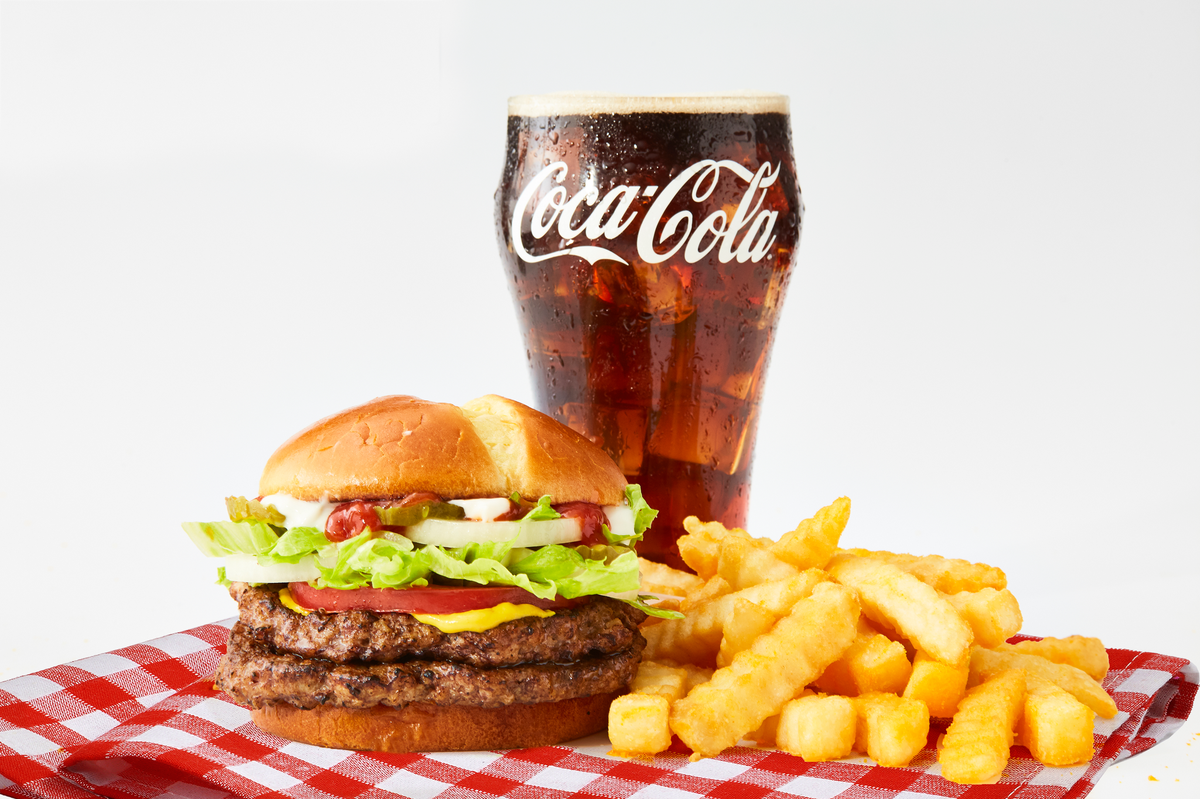 A hamburger, fries and a drink from Jack’s Family Restaurants.