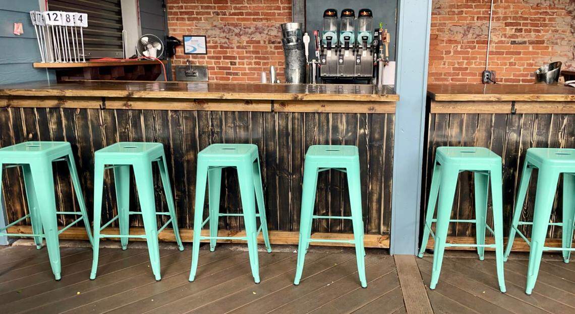 Heather Peebles, owner of Penelope’s Farmhouse Furniture in Byron, crafted the new bar for Patio 901 at 901 Carroll St. in Perry. “Heather did an absolutely amazing job,” said Patio 901 co-owner Eric Schultz. “She is great. I mean she thought of things to put in there like we have built-in rolling cutting boards, built-in bar mats. It is gorgeous.”