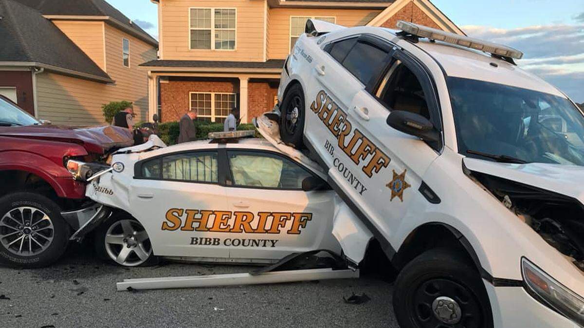 According to the Bibb County Sheriff’s Office, Keith Young tied up his wife and left their south Macon home with three children before returning to the scene and ramming into several cars. He was shot and killed by sheriff’s deputies.