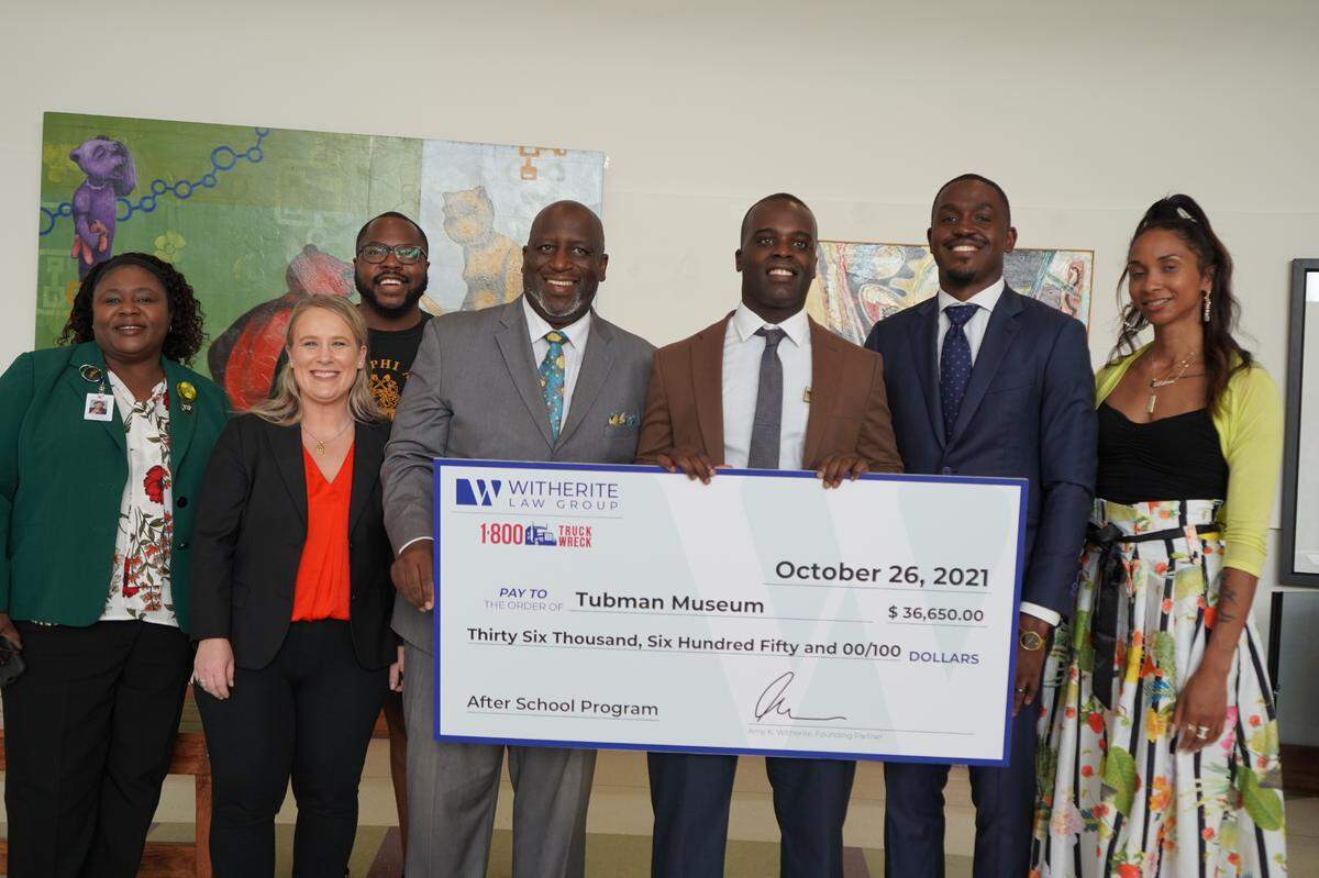 Amy Witherite donates nearly $40,000 to the Tubman Museums after-school program for disadvantaged children in the middle Georgia community.