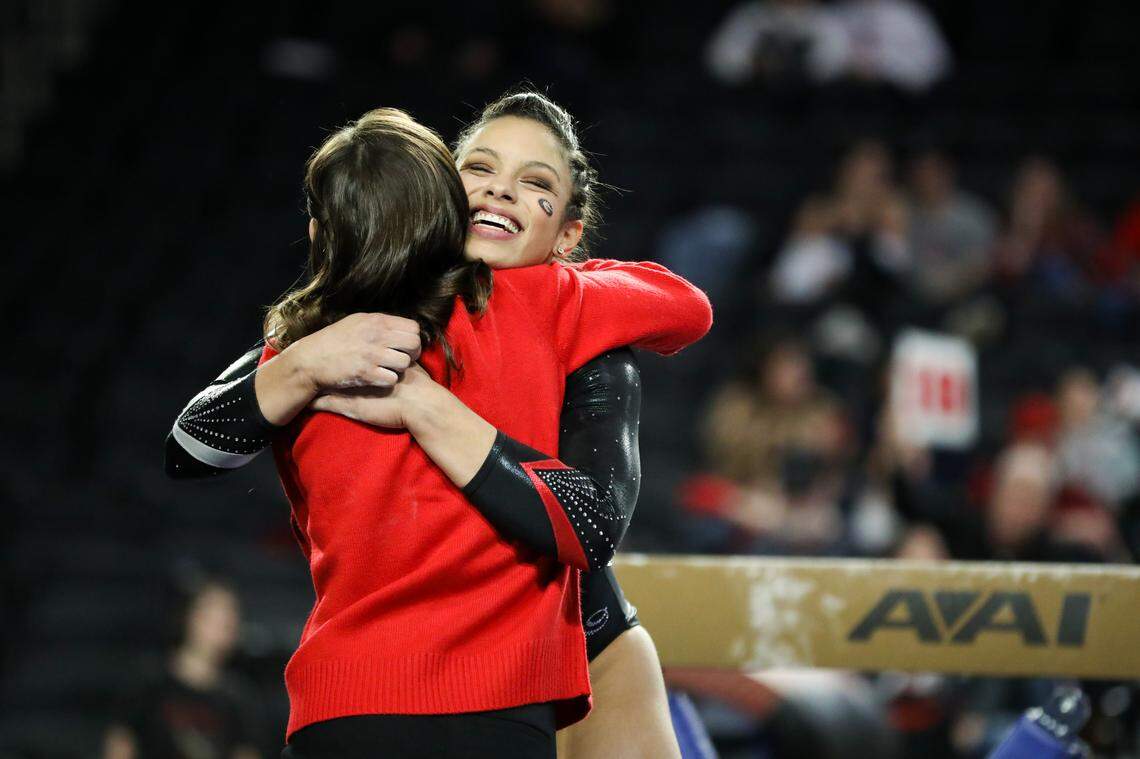 Georgia gymnast Sabrina Vega during the GymDogs’ First Look meet at Stegeman Coliseum in Athens, Ga., on Tuesday, Dec. 17, 2019.