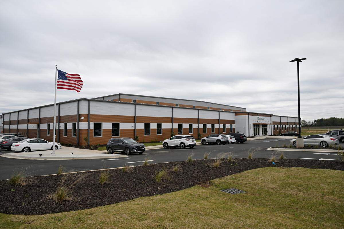 The new KIHOMAC aerospace manufacturing facility at 1978 Lightning Way in Warner Robins, Georgia.