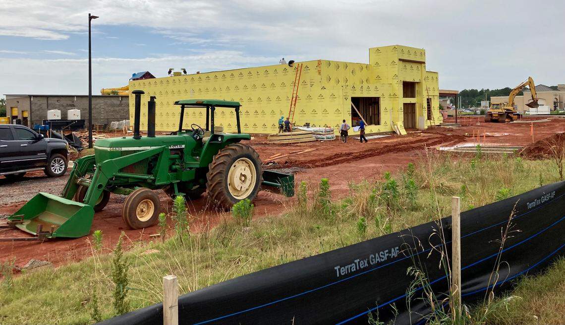 Construction is moving steadily along for a Walk-On’s Sports Bistreaux on the Rigby’s 90-acre entertainment development, which includes Rigby’s Entertainment Complex, Rigby’s Water World and Best Western Plus Executive Residency. Walk-On’s is going up next to the hotel.