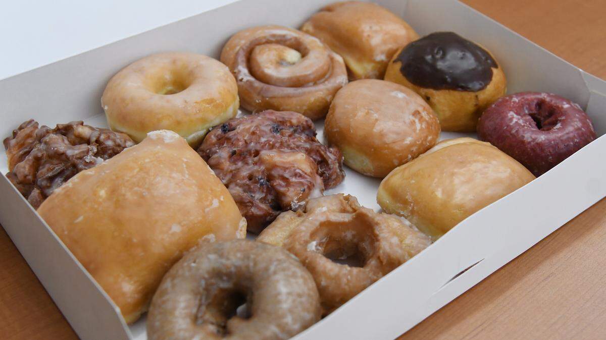 These doughnuts are made fresh daily on site of a popular shop in Warner Robins that sells them for 99 cents each except the $3 maple bacon (not pictured). This box of doughnuts cost $12.71 with tax.