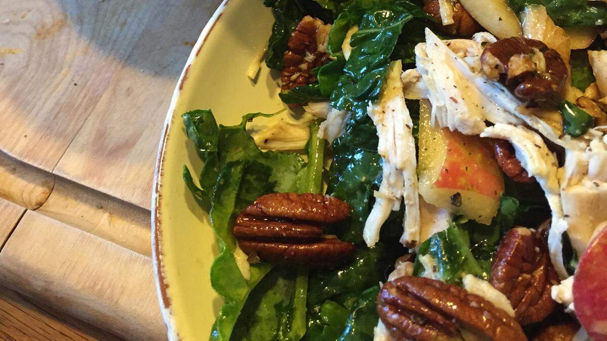 Acorn Squash and Sage Soup with Kale, Apple and Chicken Salad is full of healthy ingredients and bold flavor.