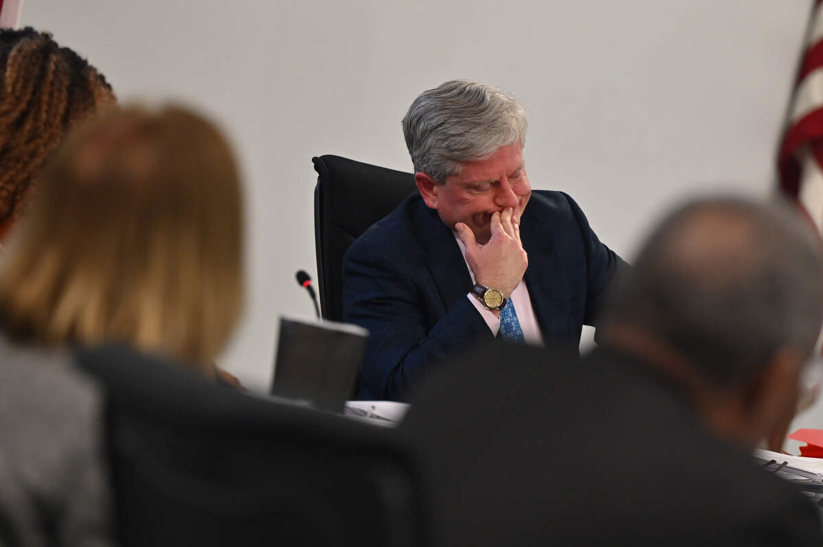 Bibb County Board of Education vice president Daryl Morton reacts while voting on tabling or passing a budget amendment during the board meeting on Thursday, Jan. 15, 2026, at the Bibb County Professional Learning Center in Macon, Georgia. The board passed a proposed budget amendment at their January meeting without an unspecified $1.2 million cost reduction and will revisit the reduction next month once there are more details.