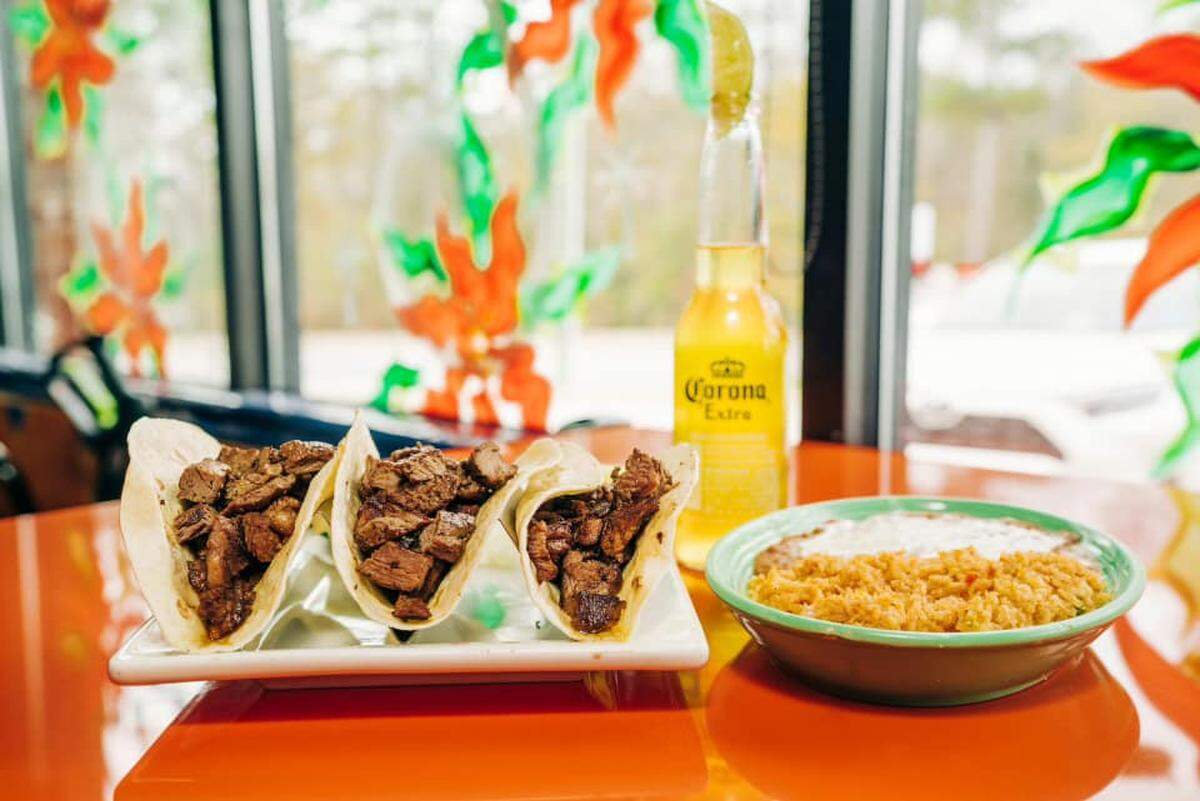 Tacos de Carne Asada (steak tacos) at Fajitas Mexican Grill. The restaurant now has a second Macon location, Fajitas Mexican Grill #2, at 6012 Zebulon Road, Suite 101.