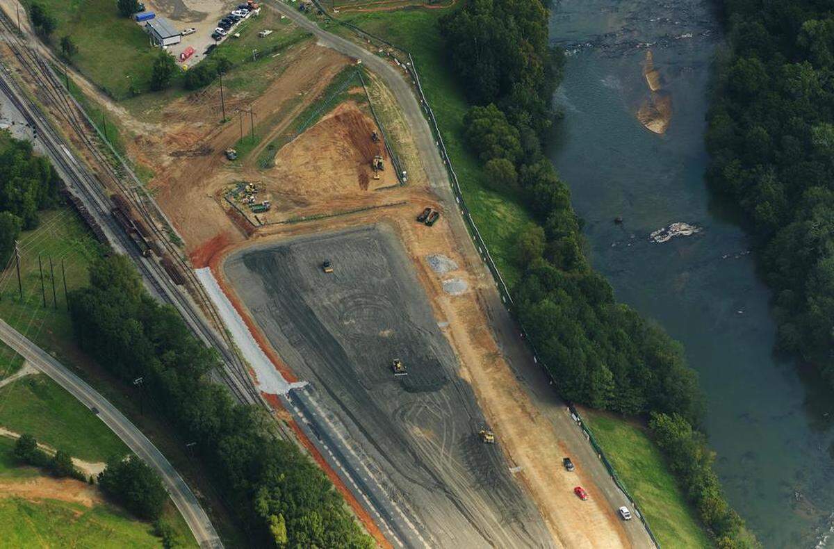 Unlined coal ash landfills at Georgia Power’s Plant Arkwright being consolidated into a single lined landfill on the bank of the Ocmulgee River in September of 2023.