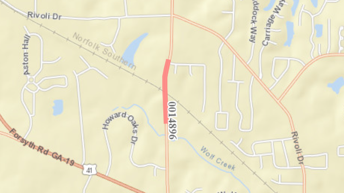 A portion of Bass Road between Rivoli Drive and Forsyth Road will be closed for six months while a bridge crossing a railroad track is rebuilt. (Photo/GDOT)