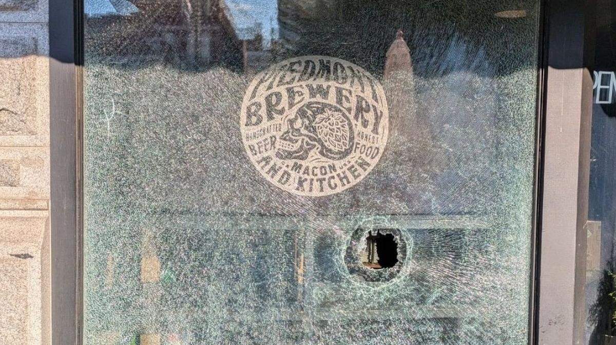 A man threw a brick through the front window of Piedmont Brewery and Kitchen July 11, 2024.