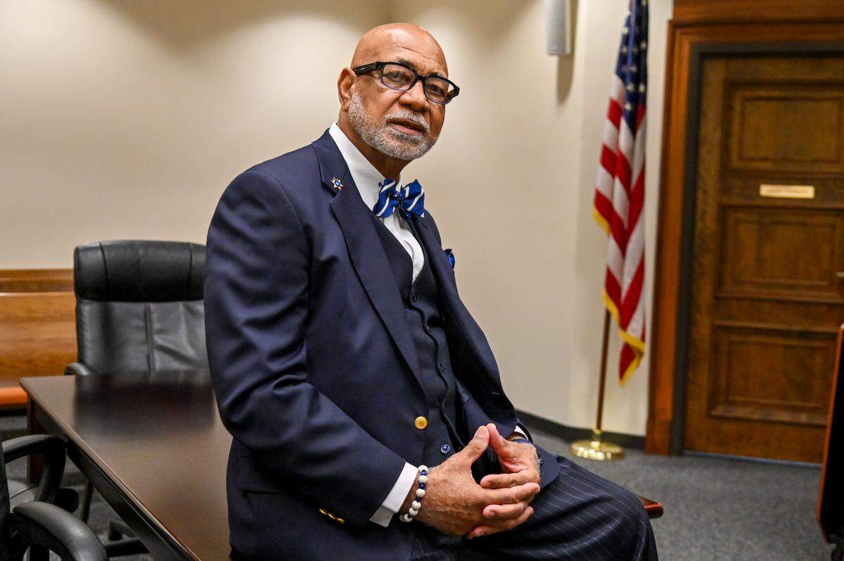 Ivory Courts, a bailiff for the Bibb County Sheriff’s Office, is renowned at the Bibb County courthouse for his dazzling attire.