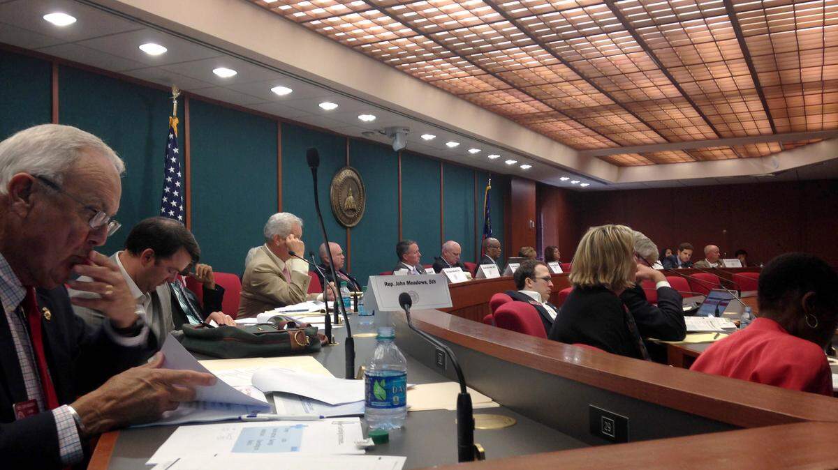 MAGGIE LEE/THE TELEGRAPH 
 A committee of state lawmakers tasked with figuring out ways to preserve HOPE grants and scholarships held their first meetings on Monday and Tuesday at the state Capitol in Atlanta. House Rules Chairman John Meadows, R-Calhoun, on the left, questioned why tuition has risen by as much as 38 percent since 2011.