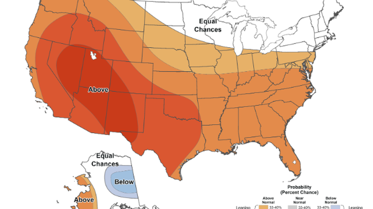 National Weather Service temperature outlook.
