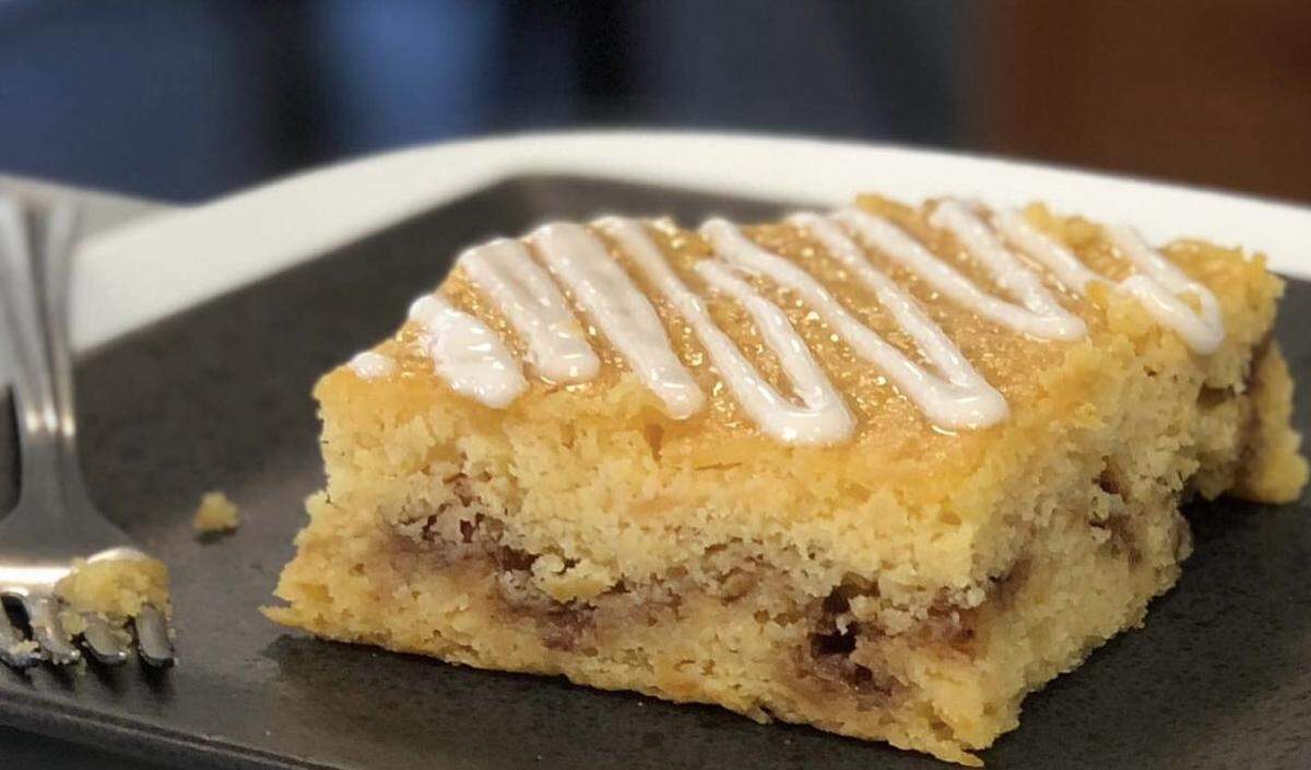 The Sweet Potato Honey Bun cake is a sweet treat after a big Thanksgiving meal at Layers in Macon, GA.