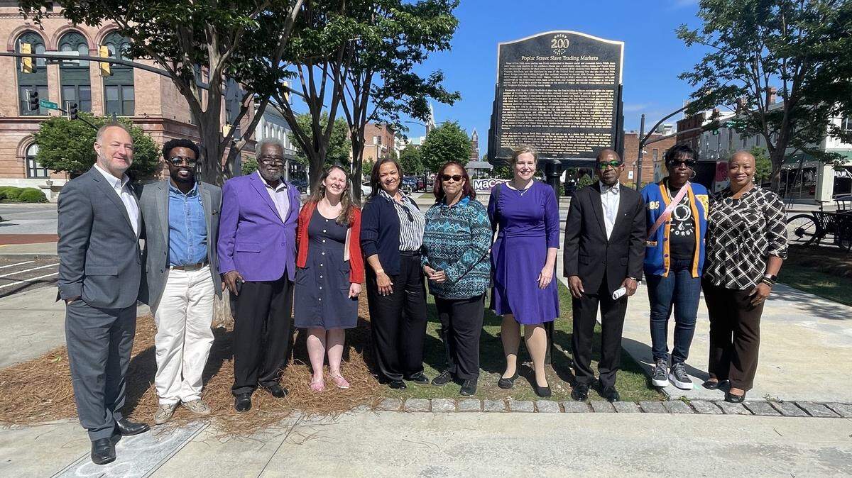 Organizers and city officials gathered downtown Monday for the unveiling of markers dedicated to preserving Macon’s Black history.