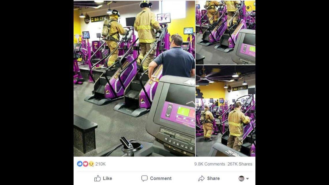Chelsea Renee Farmer captured a 9/11 tribute by two Houston County firefighters Tuesday at a Warner Robins gym. Her Facebook post has gone viral.