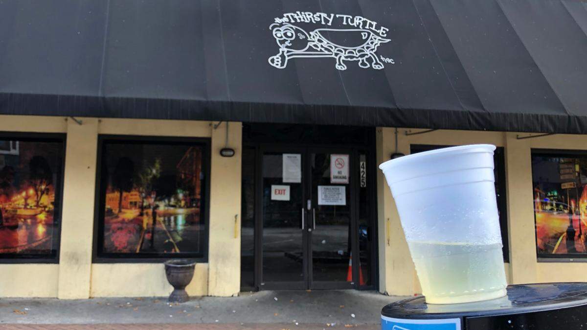 The scene outside the Thirsty Turtle nightclub on Cherry Street in downtown Macon in the wake of a deadly shooting.