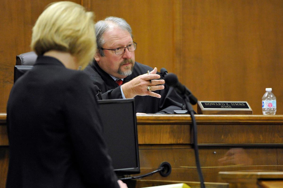 JENNA EASON/THE TELEGRAPH Macon, GA, 02/26/2019: Bibb Superior Court Judge Howard Z. Simms says to defendant Damion Deray Henderson, one of the accused murderers of Mercer University basketball player Jibri Bryan, that the death of Bryan could have been avoided at Henderson’s sentencing hearing on Tuesday.