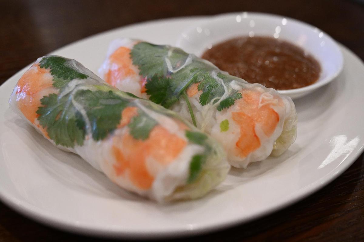 Shrimp rice paper rolls on a plate inside of Saigon Bowl, a new authentic Vietnamese bistro in Warner Robins, on Tuesday, June 18, 2025.