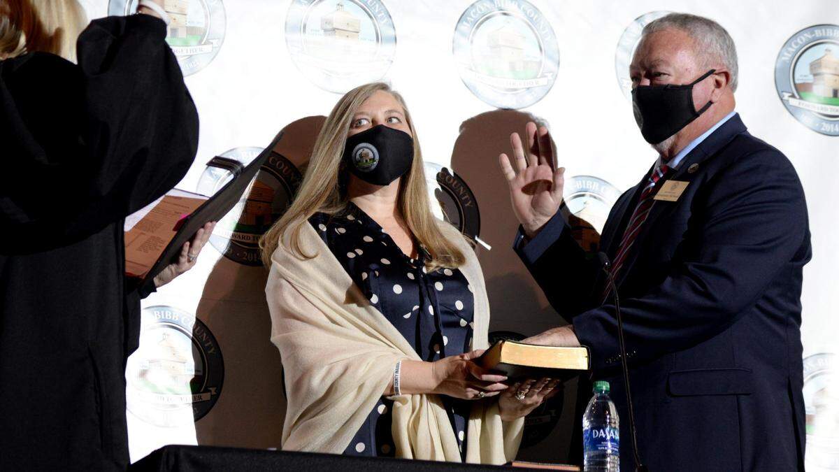 Macon-Bibb County Commissioner Bill Howell is sworn into office at the Inauguration Ceremony at the Macon City Auditorium on Dec. 30, 2020.