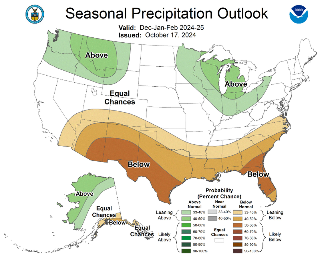 Here are the NOAA predictions for rain this winter