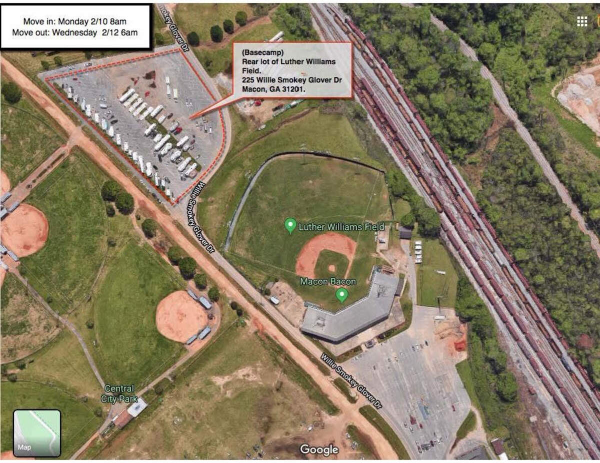 Here is a map of where Luther Williams Field parking lots will be closed for a short film production on Feb. 10-11.