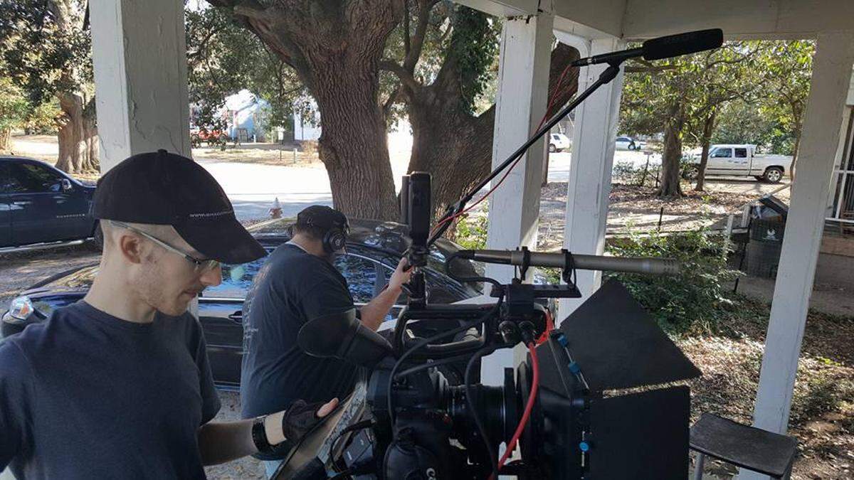 Filmmakers shoot scenes for “The Come Back,” a film directed by William Adams. The film is an emotional drama about a man who was recently released from prison and tries to reconnect with his son. The film is almost 33 minutes long, and it was produced in Middle Georgia.