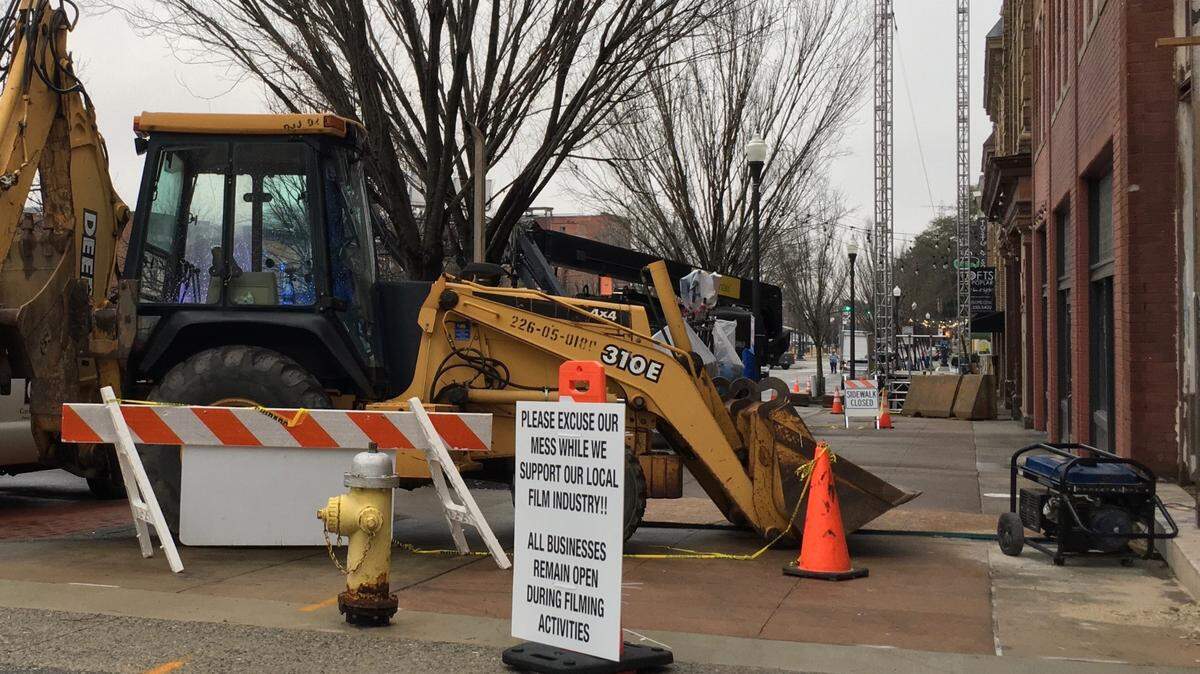Businesses remained open Friday as film crews took over the upper floor of Grant’s Lounge for production of the upcoming Showtime series “First Ladies.”