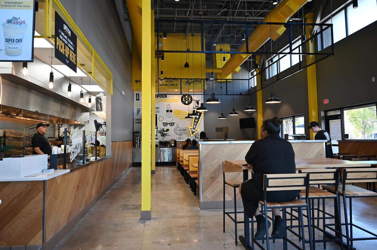 The Macon location of Super Chix Chicken & Custard sits inside of The Shoppes at River Crossing on Thursday, Oct. 2, 2025, in Macon, Georgia. The national chain is new to Middle Georgia and opened to the public on Sept. 30.