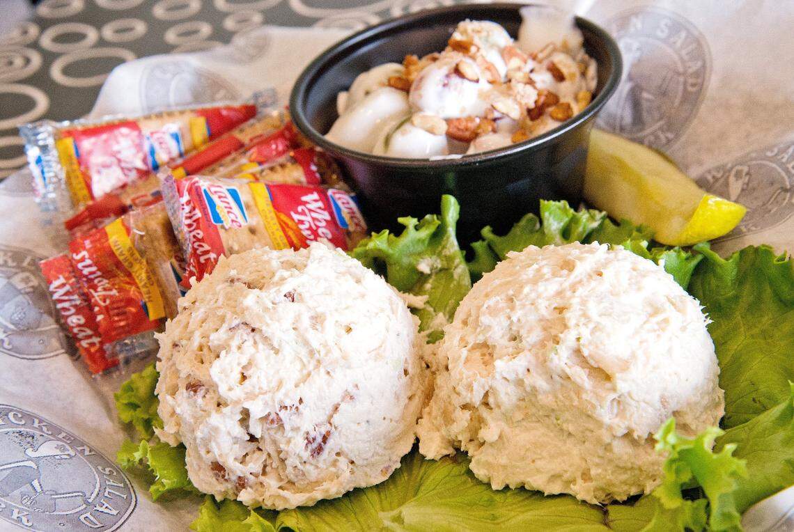 Chin Trio featuring Nutty Nana, Mimis Mix and grace salad at Chicken Salad Chick in Warner Robins.
