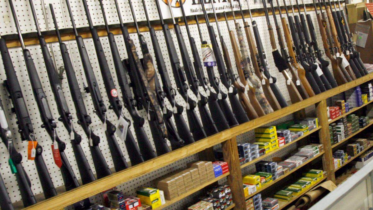 A selection of guns for sale at a shop in Macon, Georgia, are shown in this file photo.