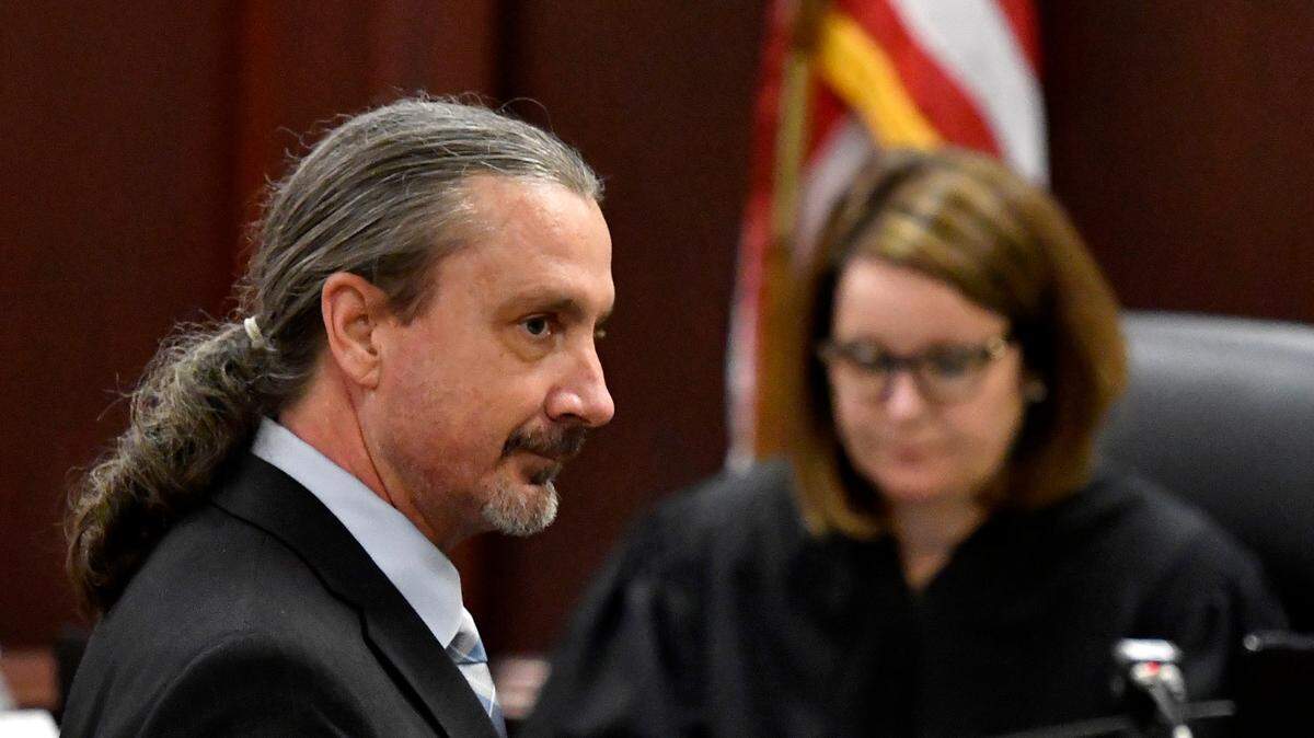 Marcus Lillard walks into Baldwin County Superior Court on Thursday, April 7, 2022, on the third day of testimony in his murder trial in the 2019 death of his girlfriend, University of Georgia entomology professor Marianne Shockley.
