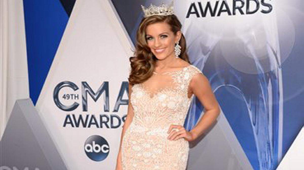 Miss America Betty Cantrell arrives at the 49th annual CMA Awards at the Bridgestone Arena on Wednesday, Nov. 4, 2015, in Nashville, Tenn. (Photo by Evan Agostini/Invision/AP)