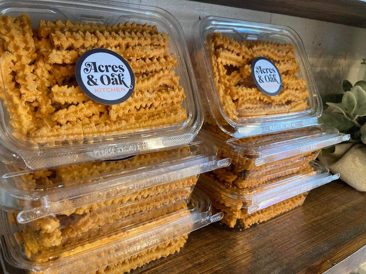 Popular cheese straws for sale at Acres & Oak Kitchen in Perry. The franchise owners of the Perry location are opening an Acres & Oak Kitchen in Warner Robins.