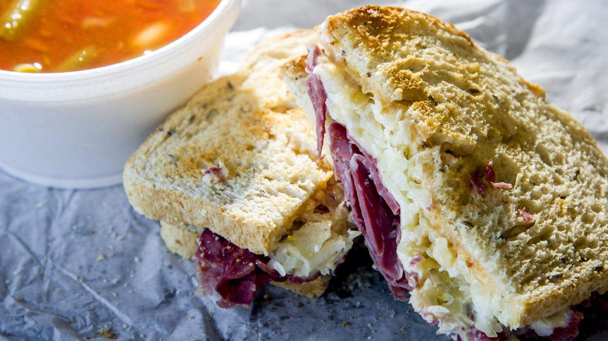 A reuben sandwich and a bowl of vegetable soup are among the menu items at Sid's Sandwich Shop in Macon.