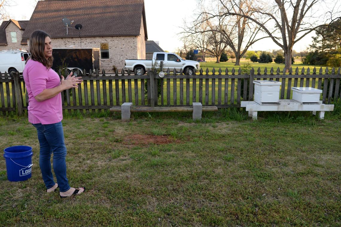 Anna Lange raises honey bees in her back yard near.